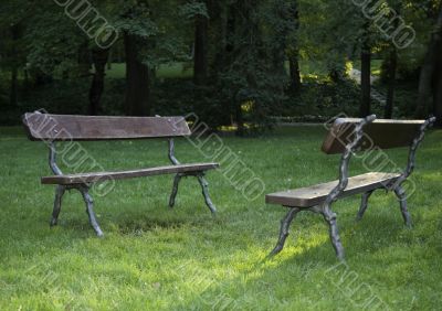 Two empty benches