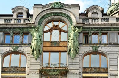 Facade of the building in style &ldquo;modern&rdquo;