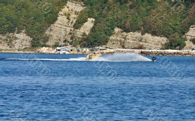 Water-skiing on the beach