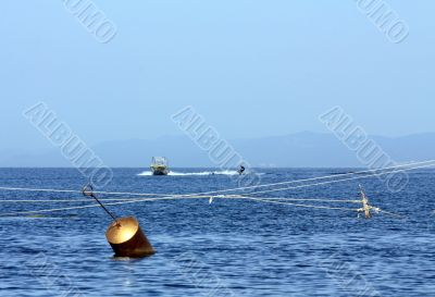 Water-skiing on the beach
