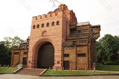 Golden Gate in Kiev with battle tower and Church of Annunciation