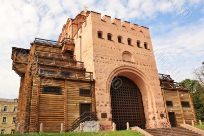 Golden Gate in Kiev with battle tower and Church of Annunciation