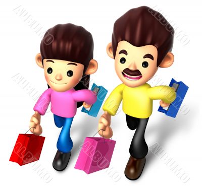 I like shopping for couples, 3D Family Character I like shopping for couples, 3D Family Character