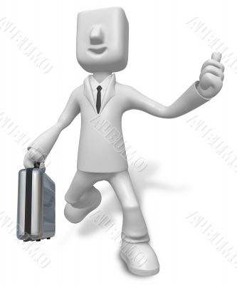 A busy person Carrying a Briefcase. 3D Business Character