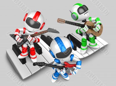 Robot to play the guitar. 3D Robot Character