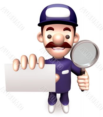 Business card service man. 3D Business Character