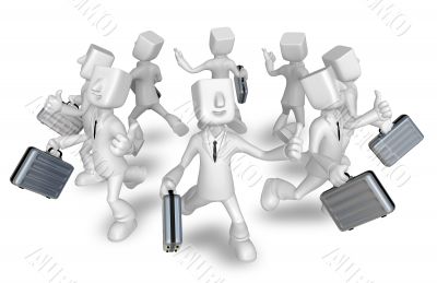 Businessman carrying a briefcase running. 3D Sales Man Character Businessman carrying a briefcase running. 3D Sales Man Character