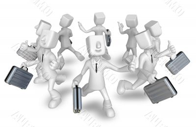 Businessman carrying a briefcase running. 3D Sales Man Character