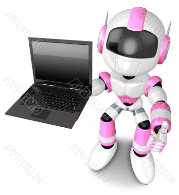 Pink Robot to promote notebook. 3D Robot Character Pink Robot to promote notebook. 3D Robot Character