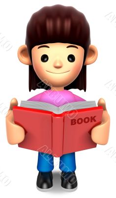 A woman reported a book. 3D Family Character