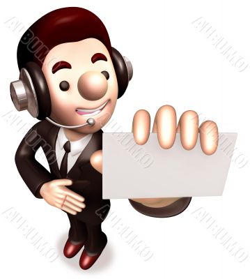A business card giving a man. 3D Business Character