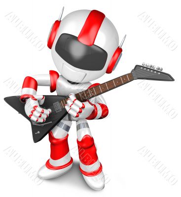 The playing electric guitar in Robot. 3D Robot Character