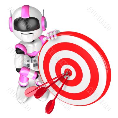 A Pink Robot the Darts Gamesr. 3D Robot Character