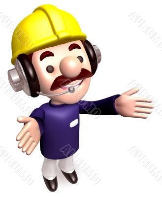 Body language to welcome construction works. 3D Works Character