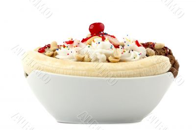 close up image of banana spit in bowl