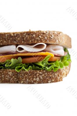 cropped close up image of ham sandwich