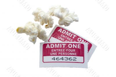 cinema ticket with popcorn