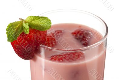 close up shot of strawberry milkshake