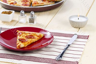 pizza on restaurant table