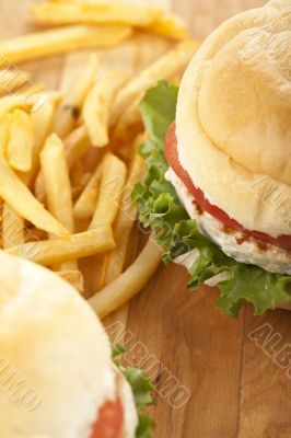 hamburgers and potato fries