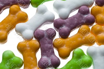 colorful bone candies close up