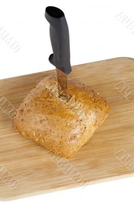 bun bread with knife