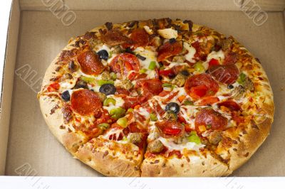 pizza on box