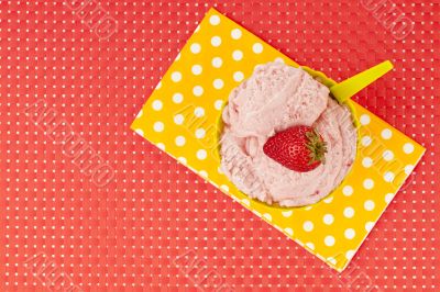 top view strawberry ice cream