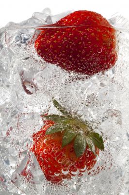 strawberries in ice cubes