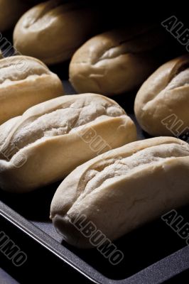 freshly baked bread inside the oven