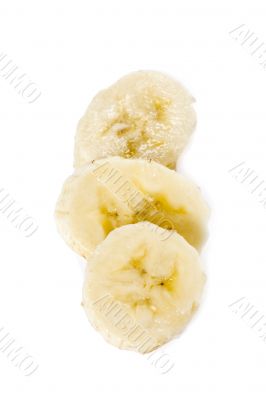 slice banana arranged on a white background 