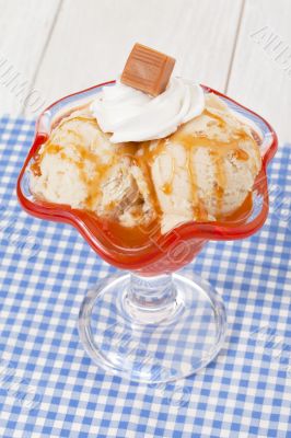 caramel ice cream in glass