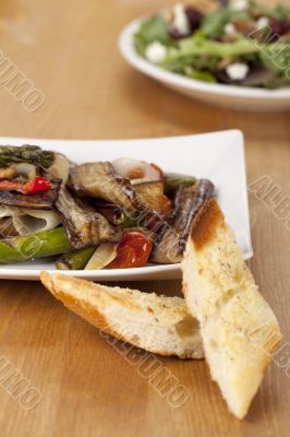 grilled vegetables with toasted bread