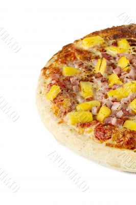 half portion of hawaiian pizza