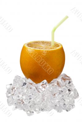 orange with cocktail straw