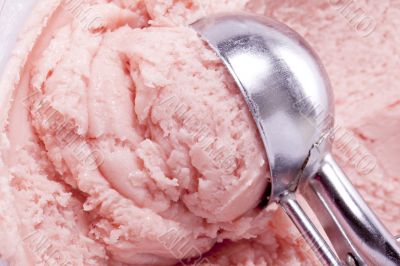 strawberry ice cream and scooper strawberry ice cream and scooper