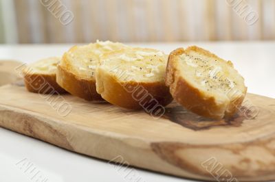 baguette slices with spread