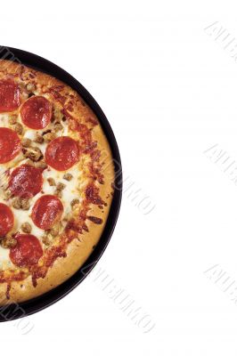 cropped image of a pepperoni pizza