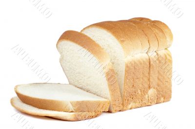 cut of loaf bread on white
