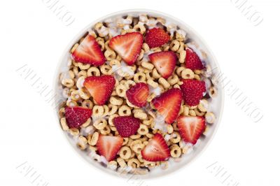 top view cereal rings with berries top view cereal rings with berries