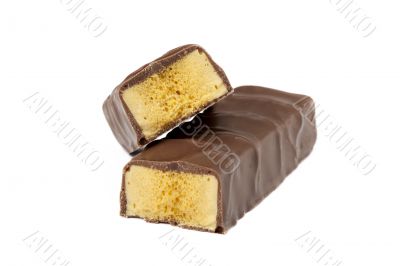 slices of two chocolate bars slices of two chocolate bars