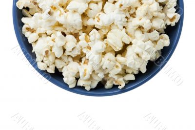 cropped blue bowl of popcorn
