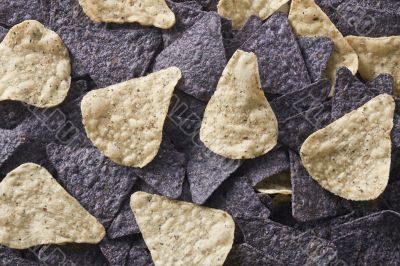 blue nachos and tortilla chips 