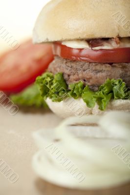 hamburger on kitchen table