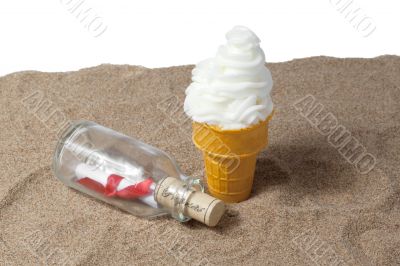 ice cream sundae with message in the bottle