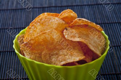 close up image of bowl of cheese potato chips