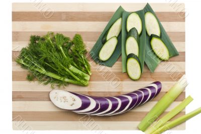 slices of vegetable on striped surface