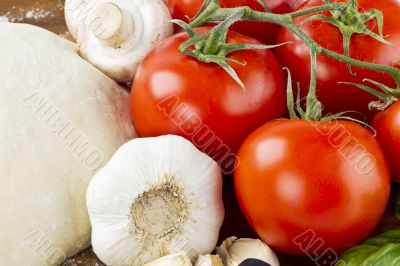 close up shot of pizza ingredients