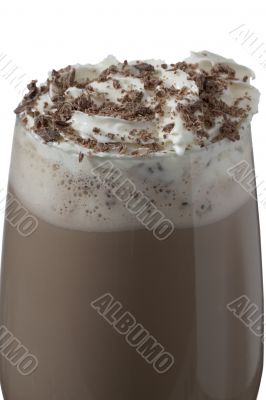 glass of chocolate drink with cream