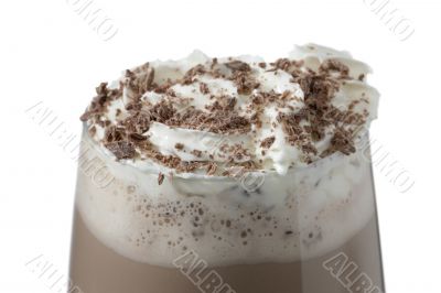 chocolate milk shake with whipped cream and chocolate sprinkles